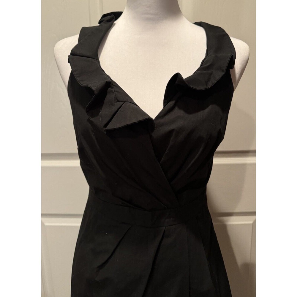 J.CREW Women’s 2 Black Ruffle Criss Cross Front Cotton Dress Black Classic Zip - Picture 2 of 7
